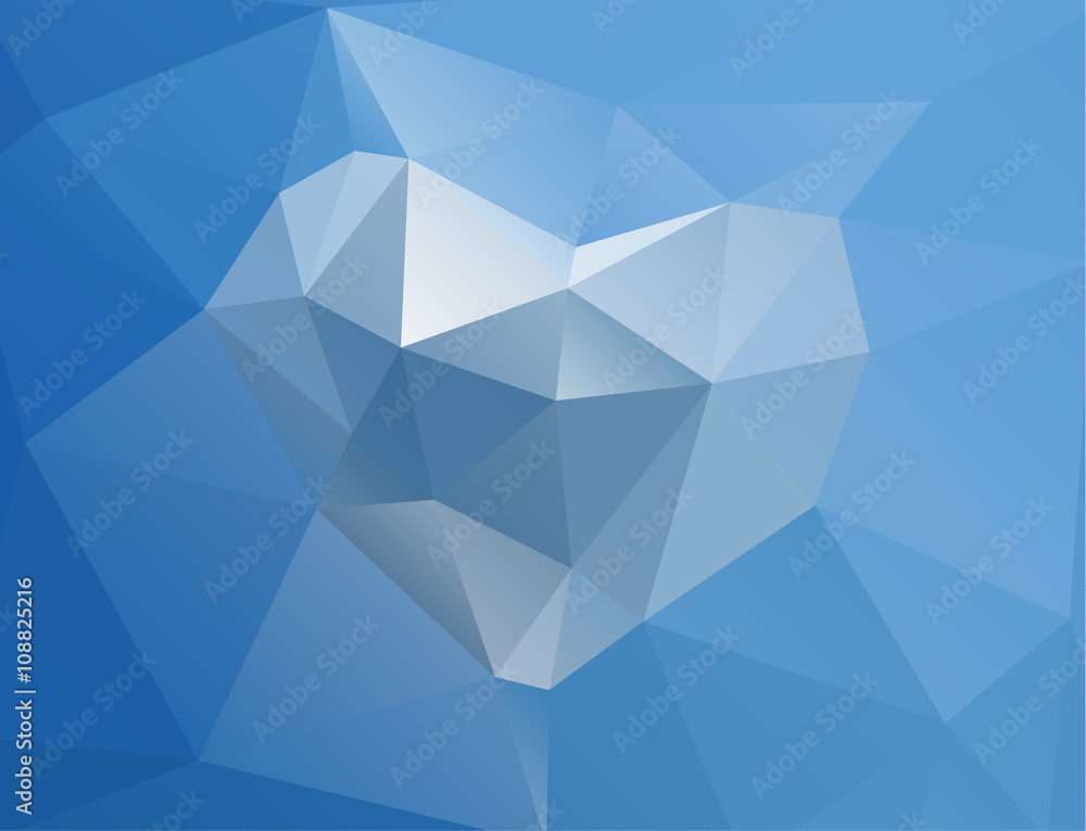 Polygonal horizontal background with heart Polygonal horizontal background with heart