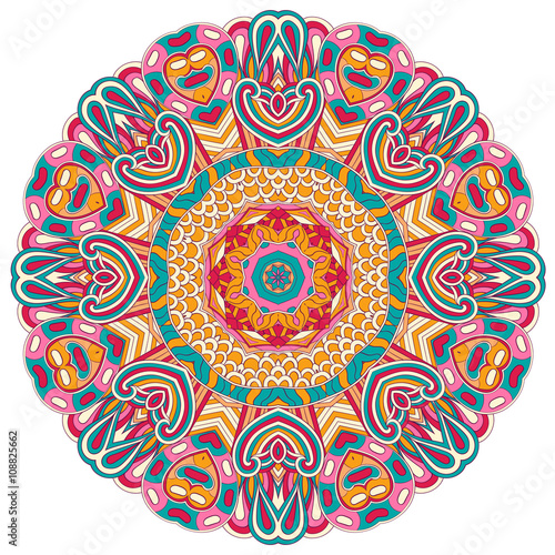 Mehndi mandala tracery wheel design. Handmade natural mood texture. Paisley, winding stem, bud mehndi doodle. Curved lines, doodling design. Good for plates, dish, tableware.