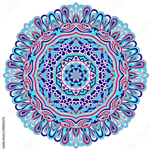 Mehndi mandala tracery wheel design. Handmade natural mood texture. Paisley, winding stem, bud mehndi doodle. Curved lines, doodling design. Good for plates, dish, tableware.