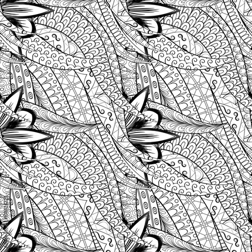 Tracery seamless calming pattern. Mehendi design. Neat even binary harmonious doodle texture. Algae sea motif. Indifferent ethnical. Ambitious bracing usable, curved doodling mehndi. Vector.