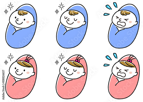 イラスト素材：赤ん坊　赤ちゃん　バリエーション