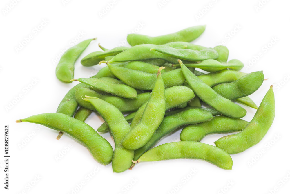 Edamame bean , Soybean in the pod boiled or steamed and served with salt Edamame bean , Soybean in the pod boiled or steamed and served with salt