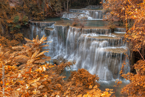 Fototapeta Naklejka Na Ścianę i Meble -  beautiful waterfall in autumn forest