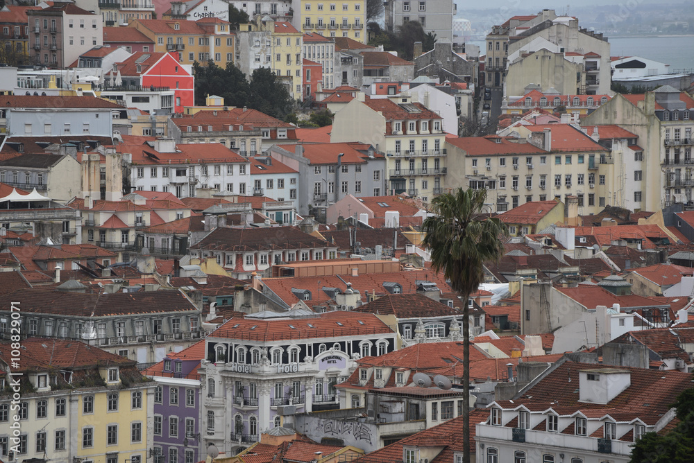 Central area houses view, Lisbon, Portugal