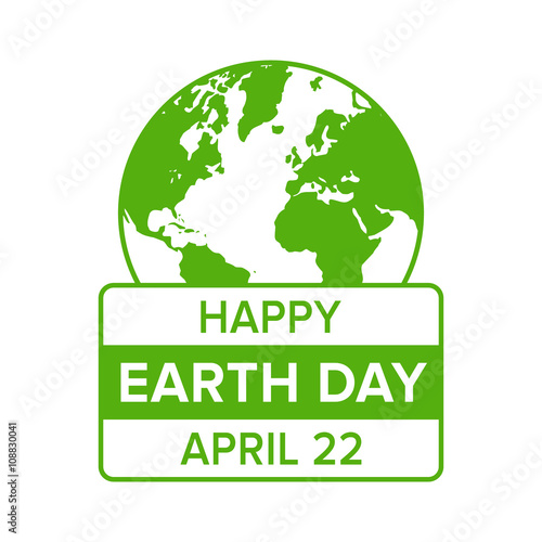Happy Earth Day on April 22 flat icon emblem for apps and websites 
