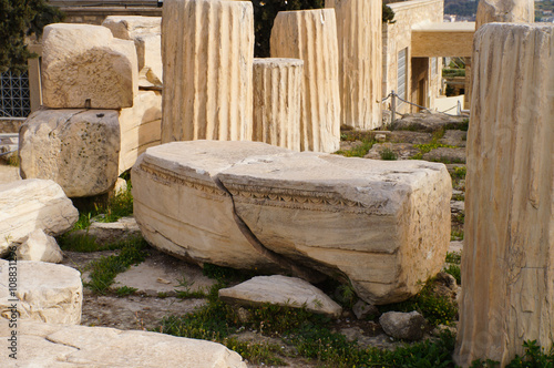 Antique greek column in Parthenon,Athens.