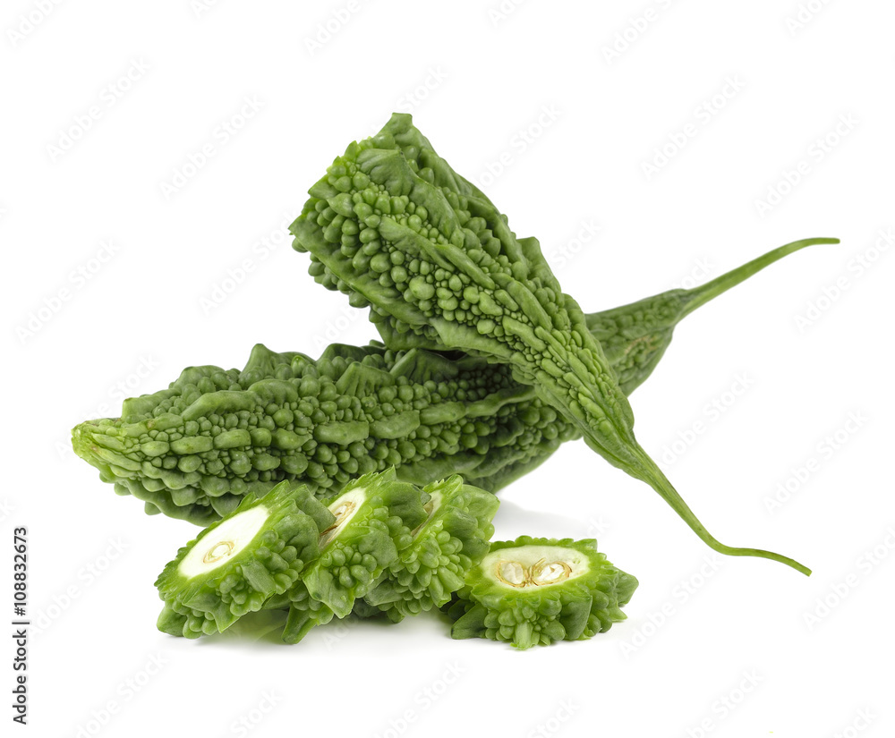 Momordica charantia isolated on white background. Momordica charantia isolated on white background.