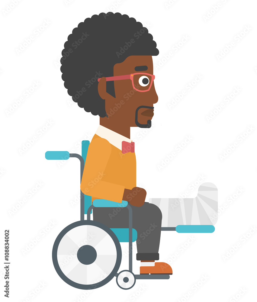 Patient sitting in wheelchair.
