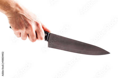 Bilde på lerret holding a big kitchen knife isolated