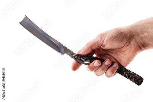 Photos holding a big cutthroat razor