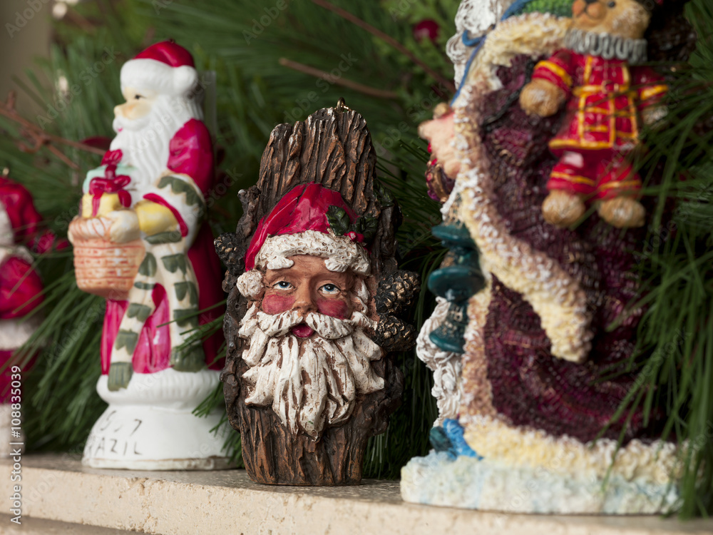 collection of santa clause decorations