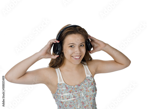 happy teen with headphones