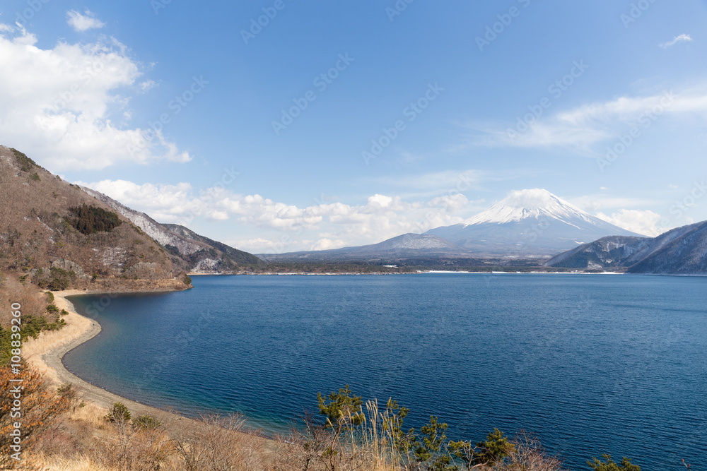 Mountain Fuji and lake