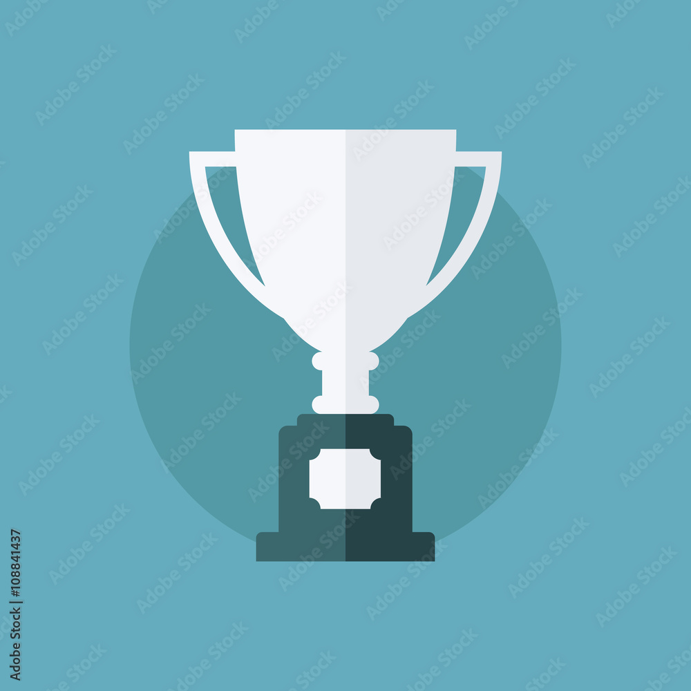 Silver trophy cup flat icon. Winner cup vector illustration. Silver trophy cup flat icon. Winner cup vector illustration.