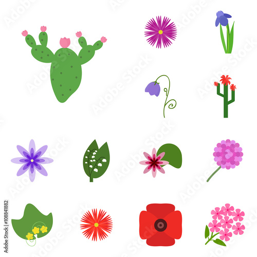 Icons flower. Icon set flower. Icon cactus