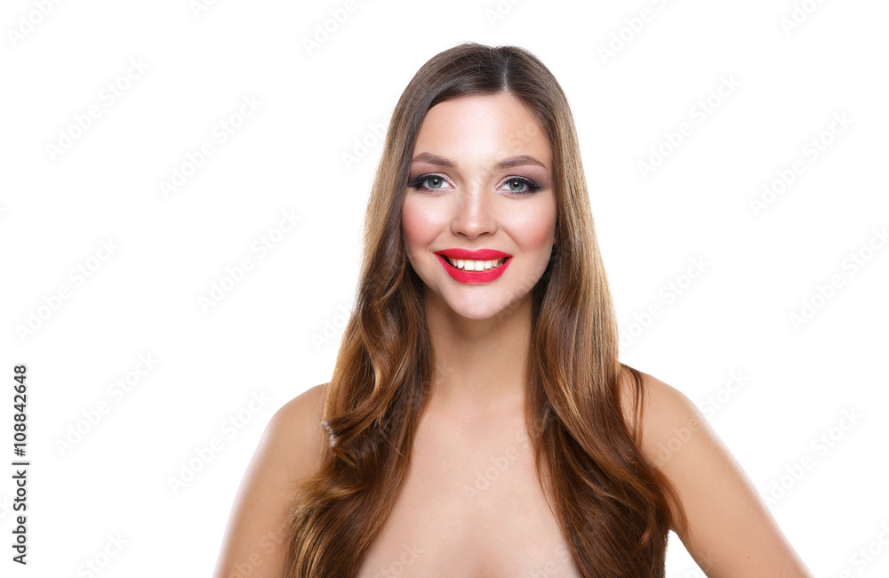 Portrait of beautiful young woman . Isolated on white background Portrait of beautiful young woman . Isolated on white background