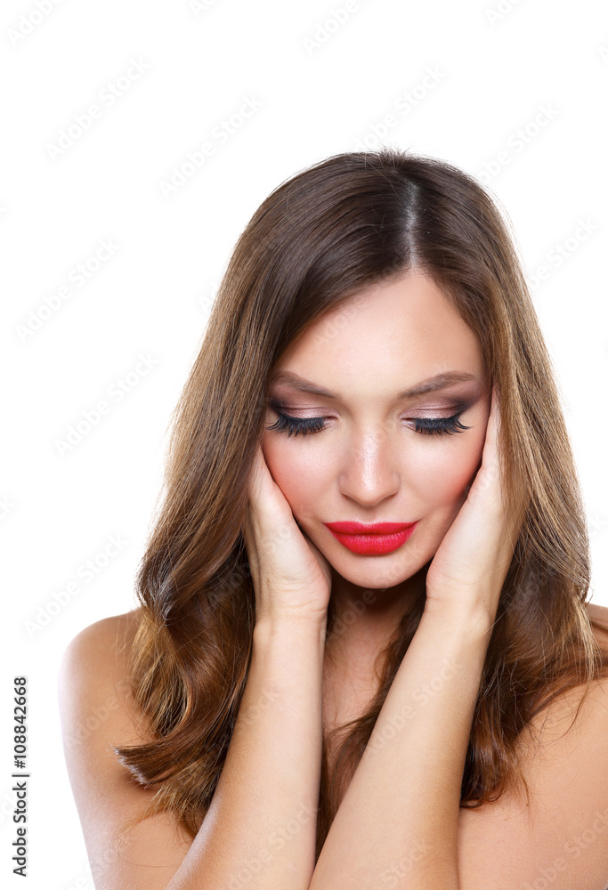 Portrait of beautiful young woman . Isolated on white background Portrait of beautiful young woman . Isolated on white background