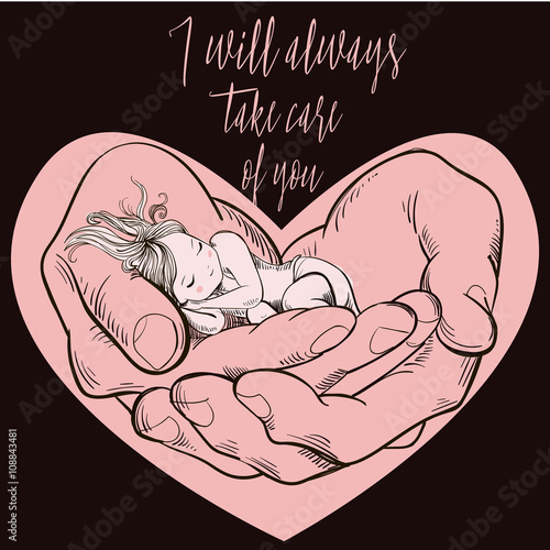 little girl sleeping in big hands