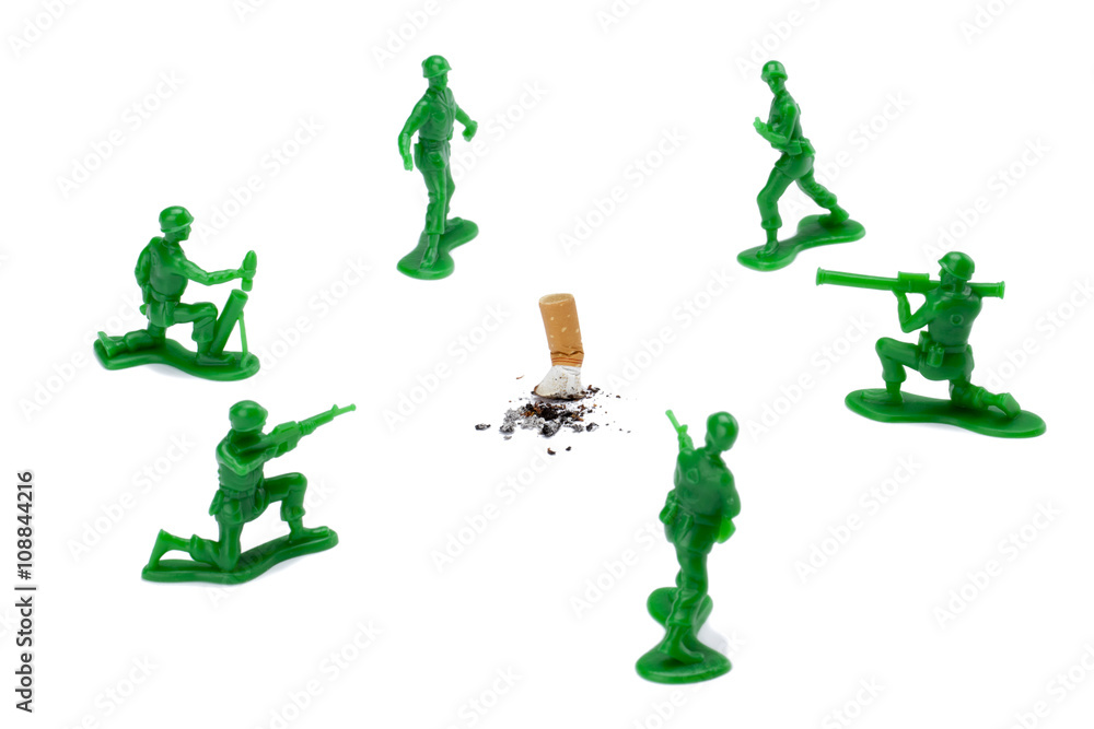 soldiers surrounding a cigarette butt soldiers surrounding a cigarette butt
