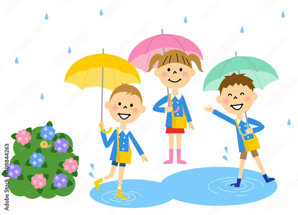 雨の日の園児達 雨の日の園児達