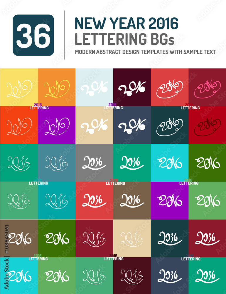 Naklejka premium New year 2016 hand drawn lettering set