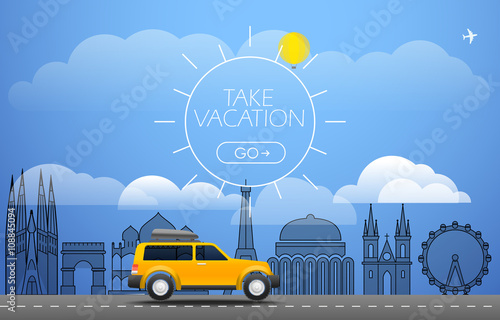 Beach landcape with chairs and umbrella