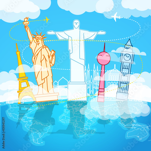 Beach landcape with chairs and umbrella