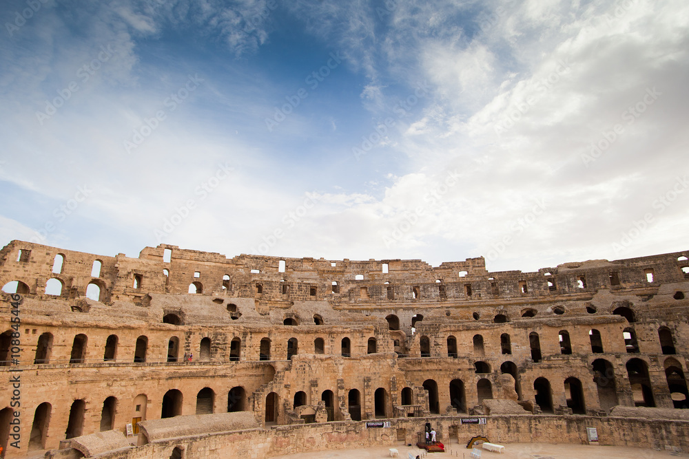 Ruins of the largest coliseum in North Africa. El Jem,Tunisia, UNESCO