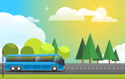 Beach landcape with chairs and umbrella