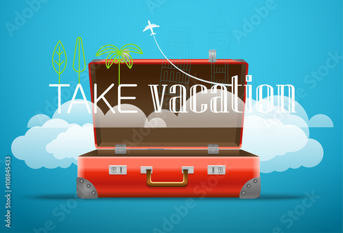 Beach landcape with chairs and umbrella