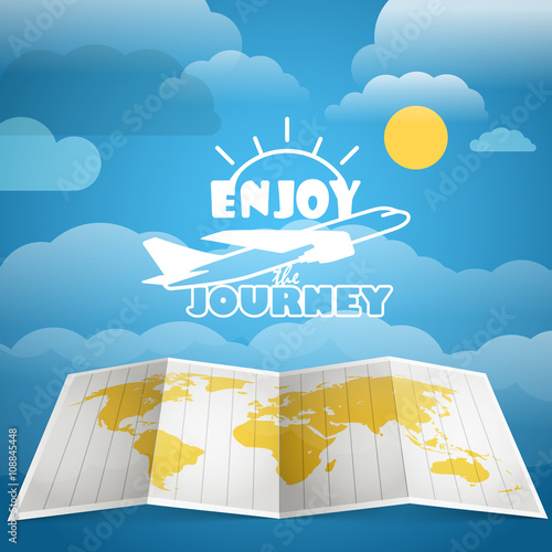 Beach landcape with chairs and umbrella