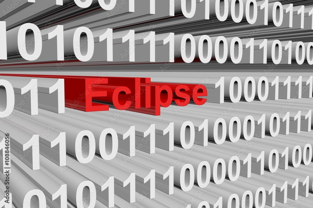 Eclipse as binary code 3D illustration