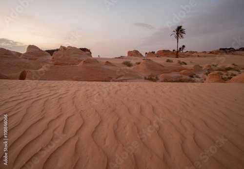 Beautiful yellow sunset or sunrise at early morning in the Sahara Desert  Merzouga  Morocco