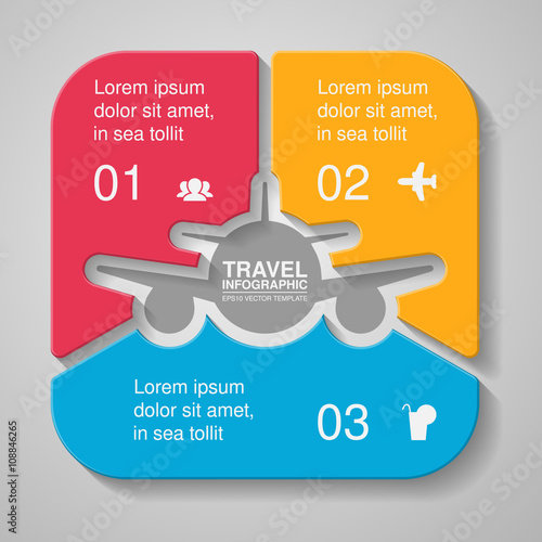 Vector travel circular infographic with 3 options