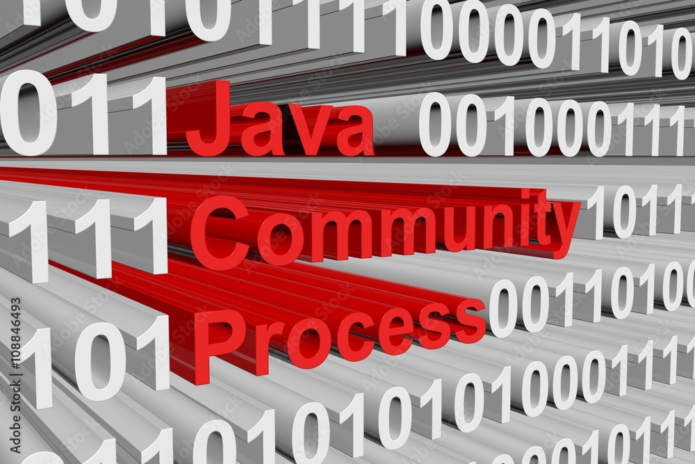 Java Community Process in the form of binary code, 3D illustration