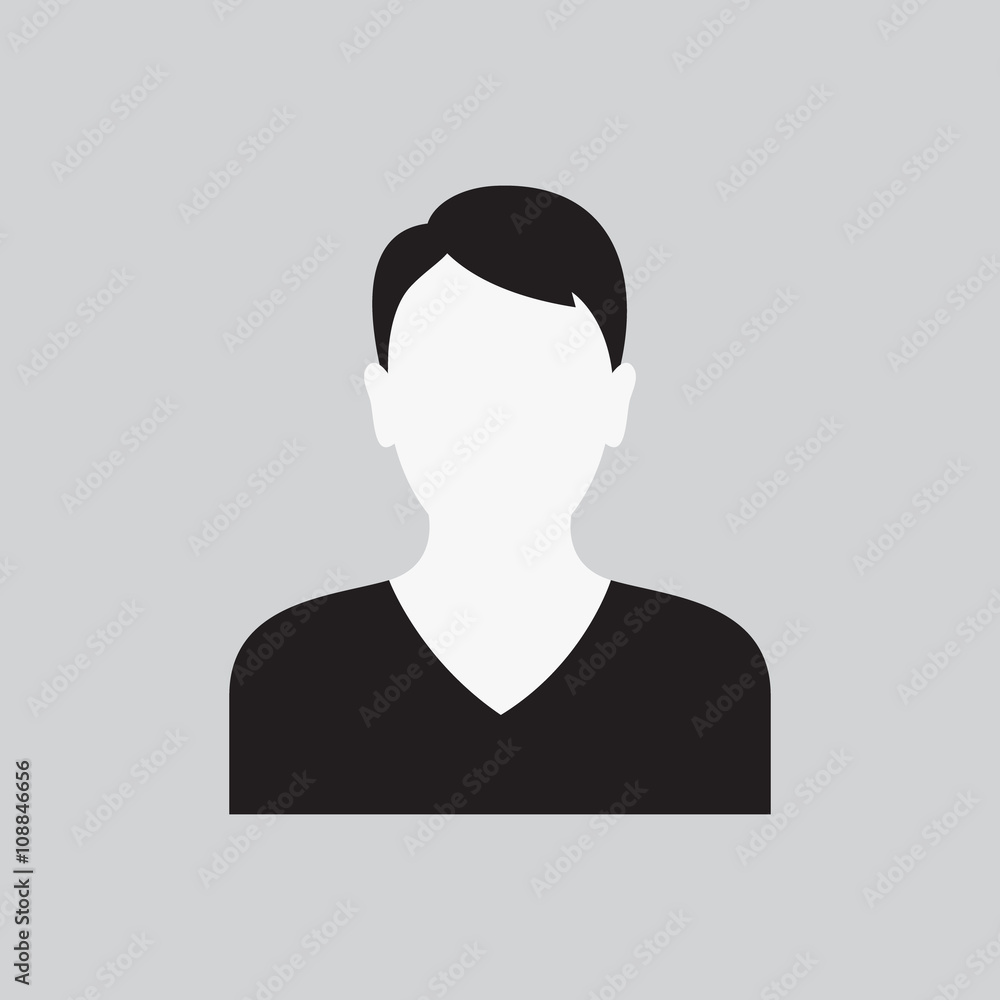 Men icon. Male web sign, flat art object. Black and white Silhouette of boy. Avatar picture app. Vector illustration Men icon. Male web sign, flat art object. Black and white Silhouette of boy. Avatar picture app. Vector illustration