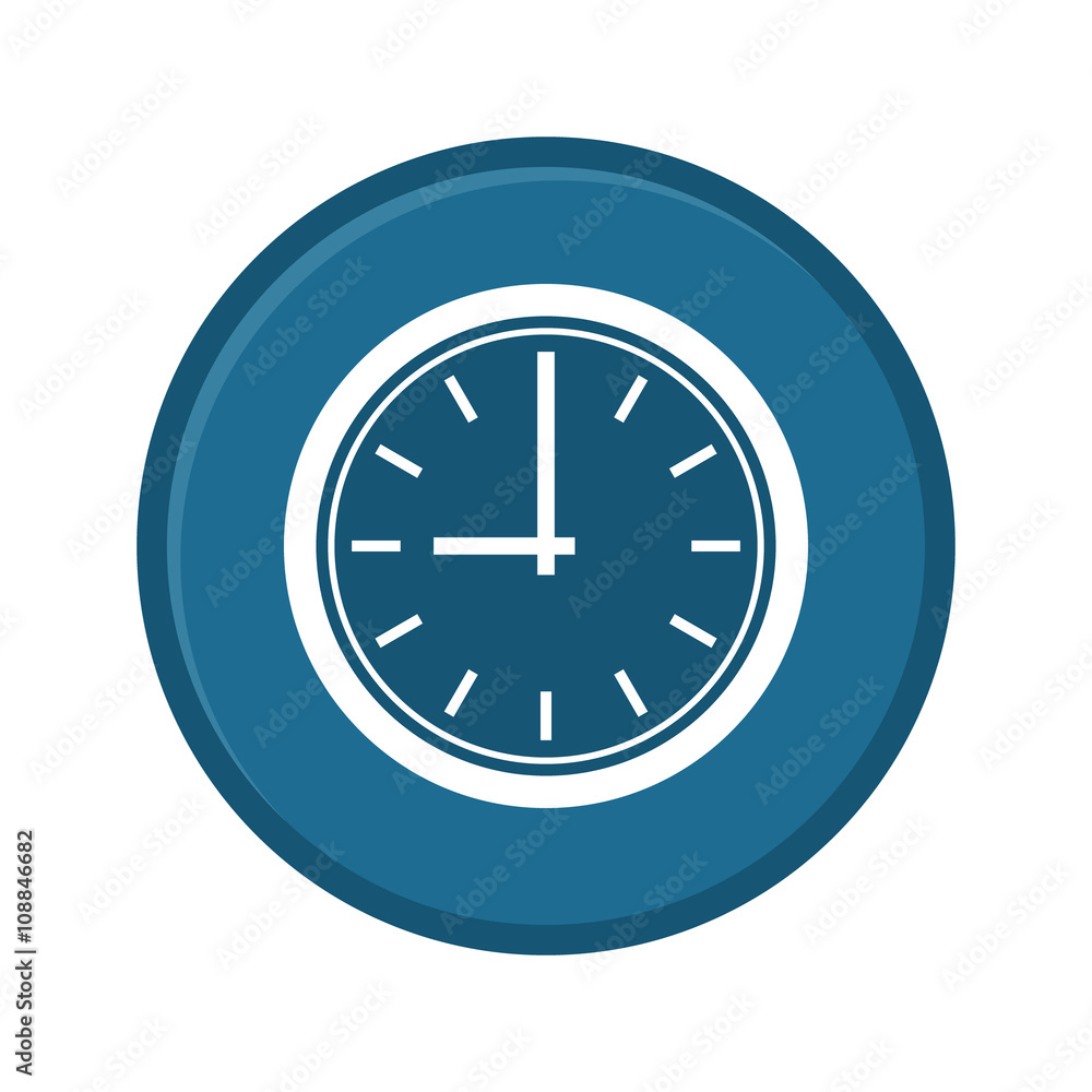 Clock icon. Web sign flat Blue design, button app. Vector illustration Clock icon. Web sign flat Blue design, button app. Vector illustration