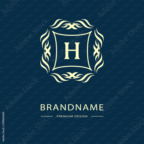 Monogram design elements, graceful template. Calligraphic Elegant line art logo design Letter emblem H identity for Restaurant, Royalty, Boutique, Cafe, Hotel, Heraldic, Jewelry, Fashion, Wine. Vector