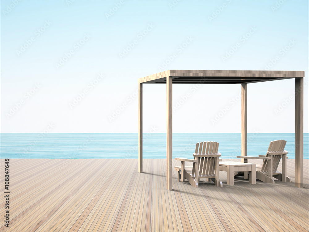 lounge chair, simple on the beautiful beaches of the evening feeling comfortable