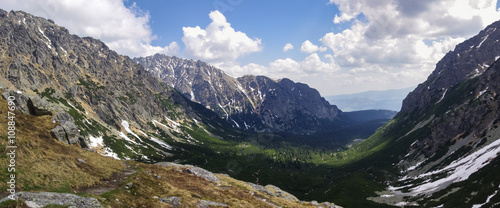 Valley panorama in High Tatra Mountains near Rysy peak and Strbske Pleso, Slovakia