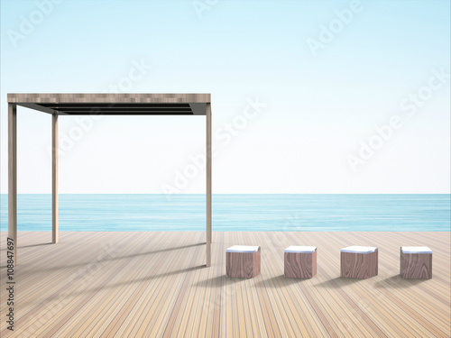lounge chair simple on the beautiful beaches and the composition of art © guguart