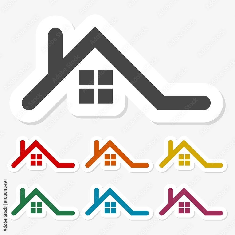 Multicolored paper stickers - Home roof Multicolored paper stickers - Home roof