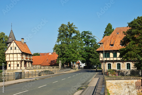 Burgstraße mit Schlossmühle in Burgsteinfurt, Nordrhein-Westfalen