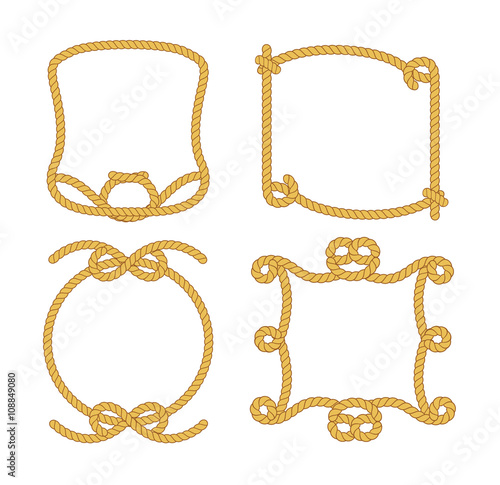 Set of vintage rope. Vector cartoon illustration