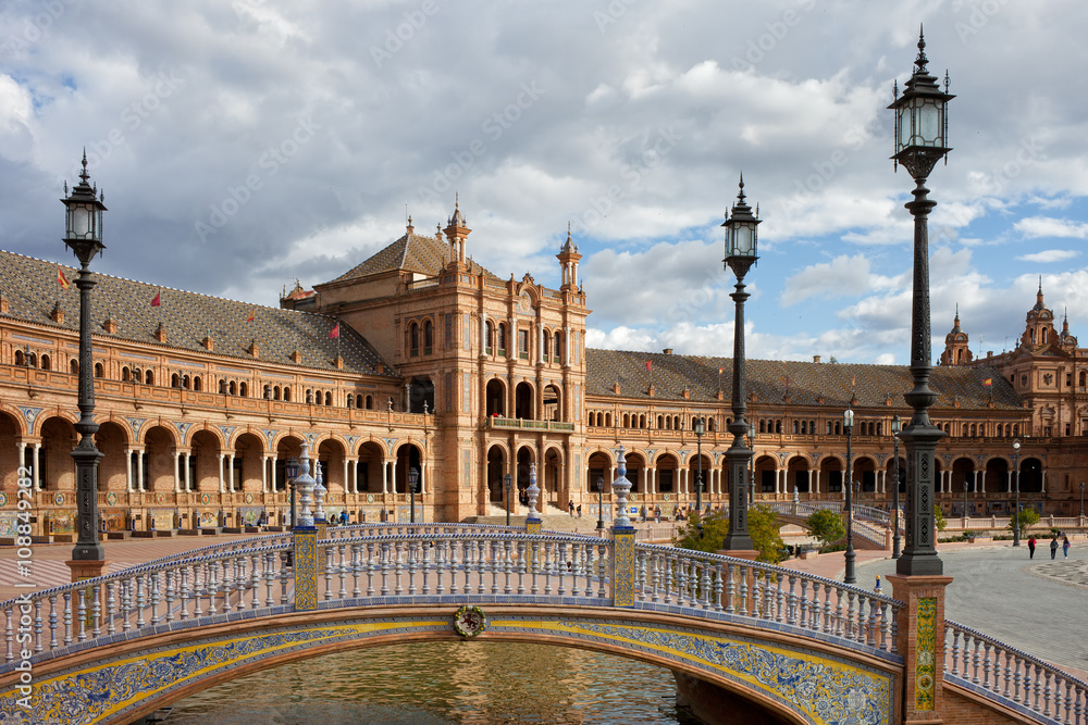 Bridge and Pavilion at Plaza de Espana in Seville
