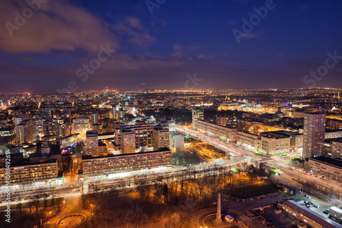 City of Warsaw by Night in Poland