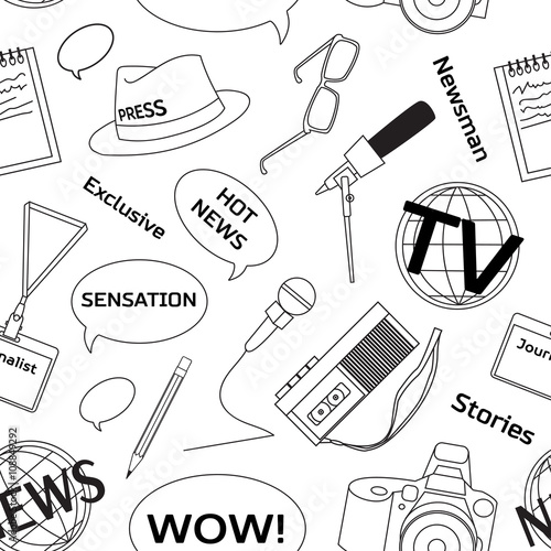 Pattern with journalism icons