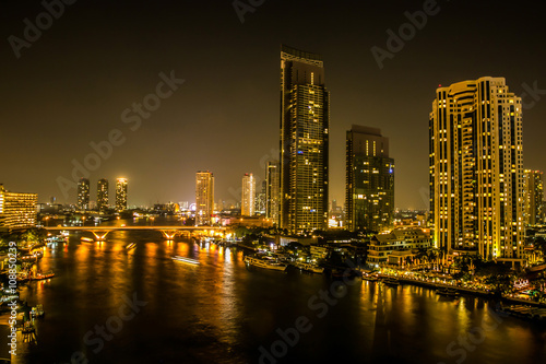 Landscape by the river at night. © kowitstockphoto