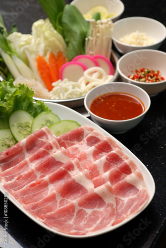 Fresh pork sliced for japanese hot pot