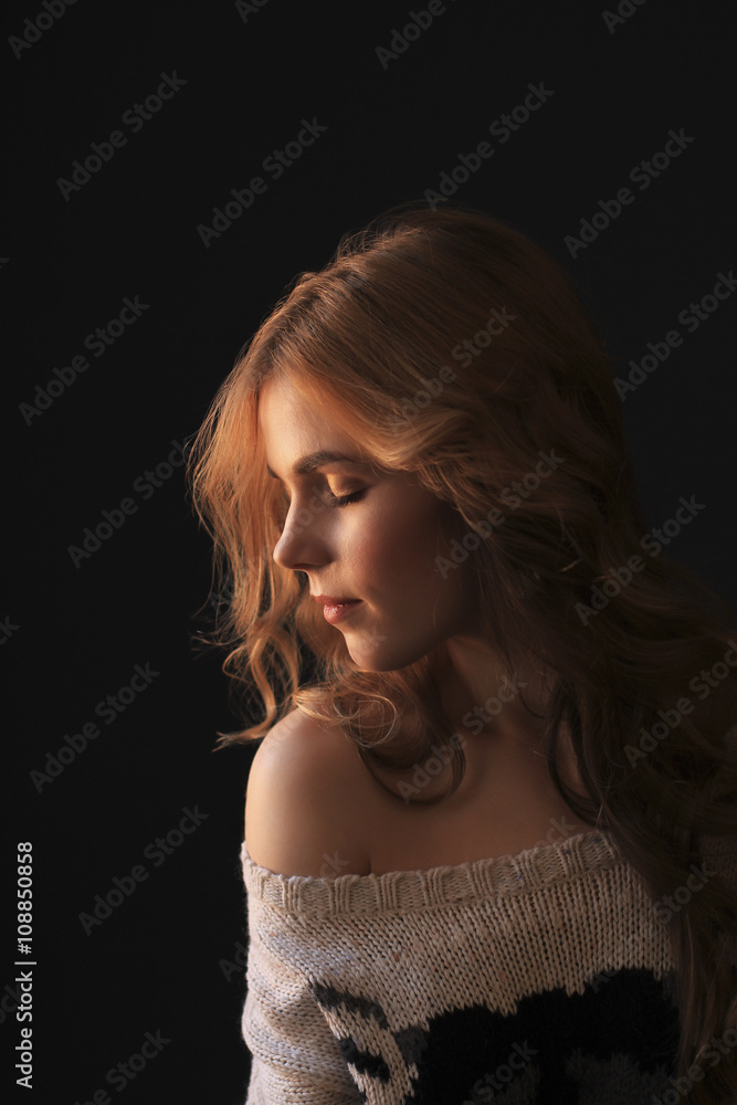 Fototapeta premium Sensual blonde woman with long hair